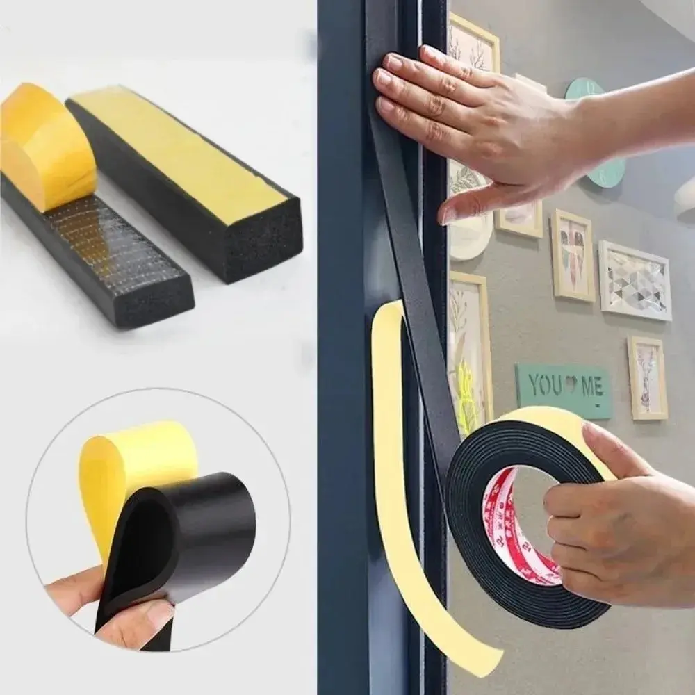 10M EVA Black Sponge Self-adhesive Door and Window Sealing Strip, Sound Insulation, Waterproof and Anti-collision Sealing Strip