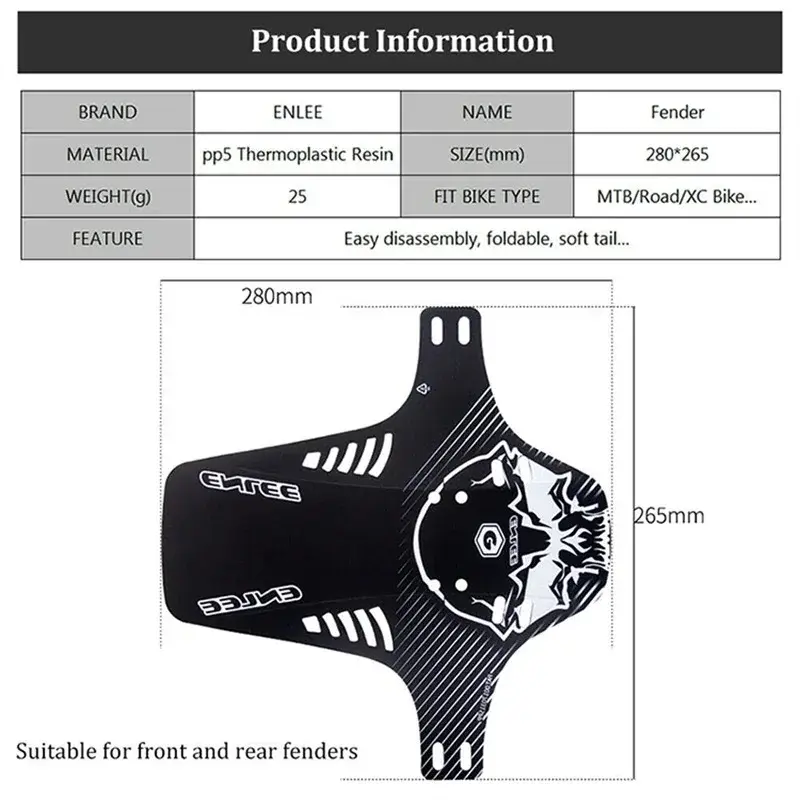 2PCS Bicycle Fender For Front Rear Tire Wheel Universal Mudguard Mtb Road Bike Wings Mud Guard Cycling Accessory Bike Fenders