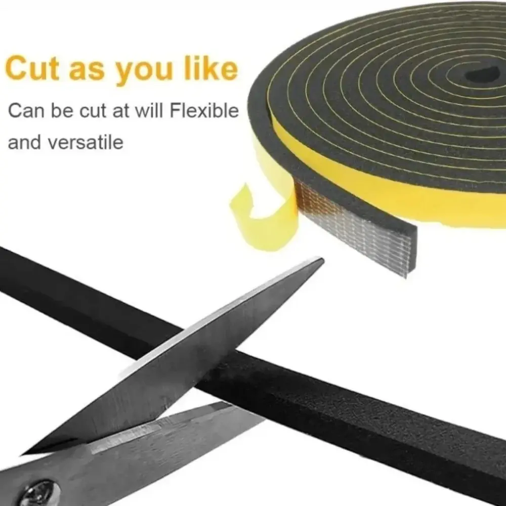 10M EVA Black Sponge Self-adhesive Door and Window Sealing Strip, Sound Insulation, Waterproof and Anti-collision Sealing Strip