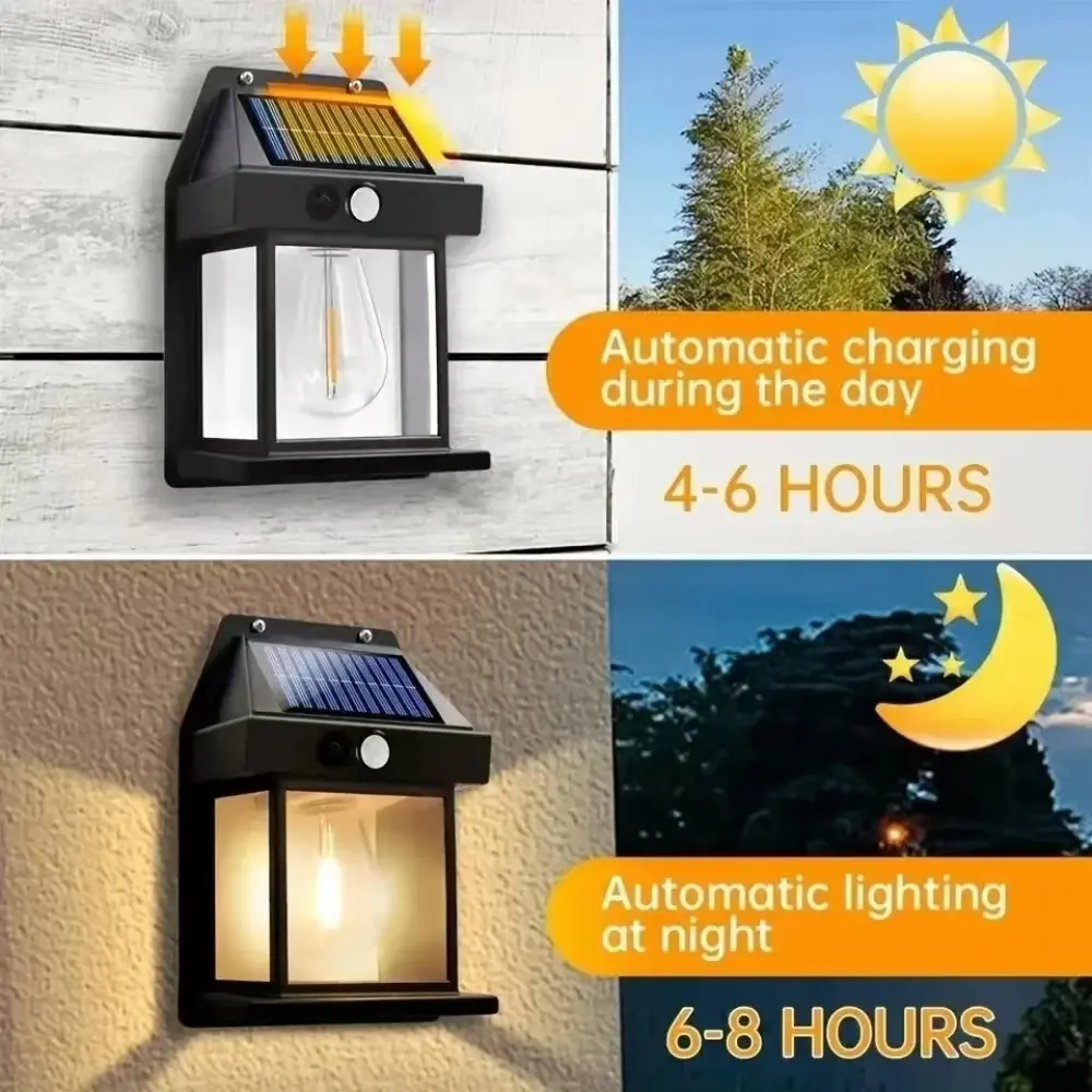 Outdoor Solar Wall Lamp 3 Lighting Modes Intelligent solar garden lights Waterproof Courtyard Decoration Lighting Night Lights
