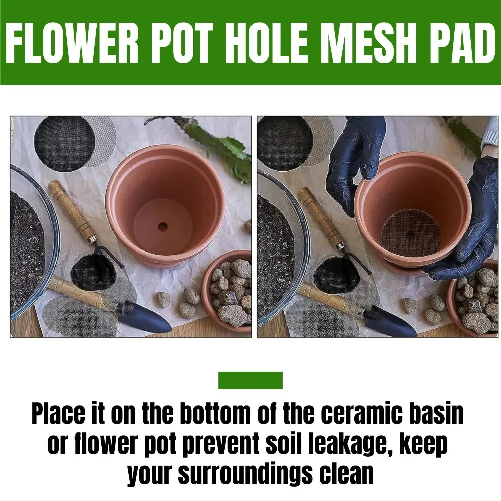 20-100PCS Flower Pot Hole Mesh Pad Prevent Soil Loss Breathable Gasket Round Flower Plant Pot Bottom  Anti Leak Proof Soil Mat
