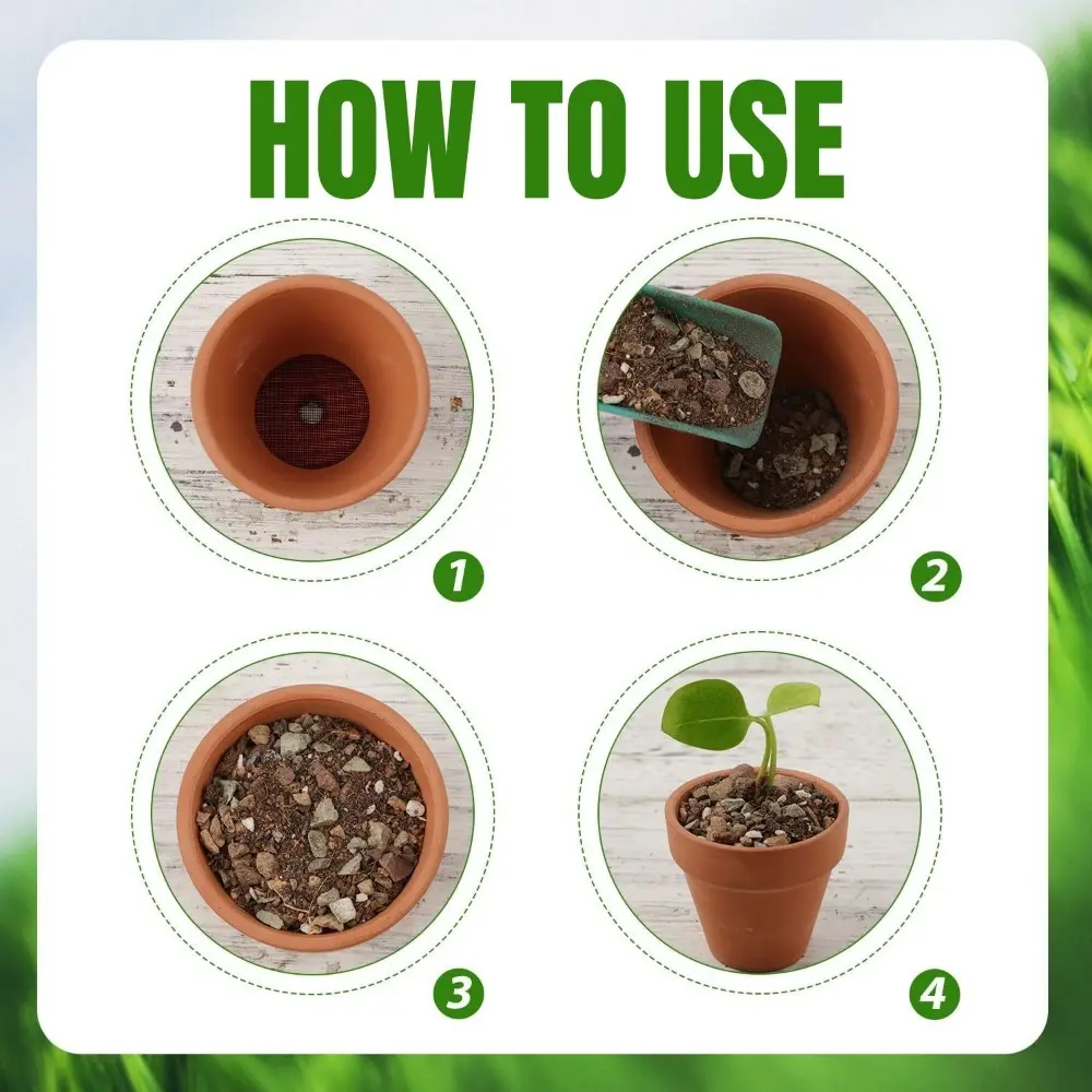 20-100PCS Flower Pot Hole Mesh Pad Prevent Soil Loss Breathable Gasket Round Flower Plant Pot Bottom  Anti Leak Proof Soil Mat