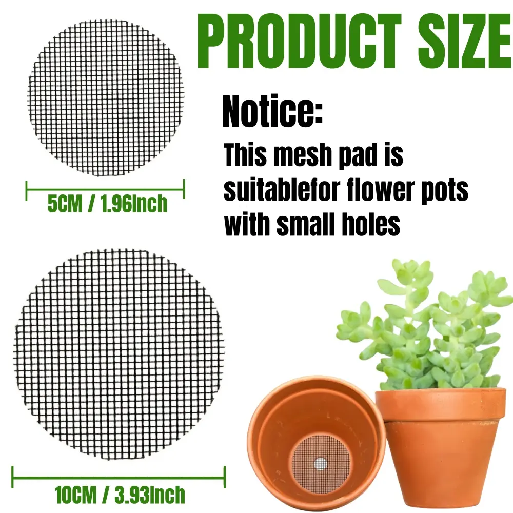20-100PCS Flower Pot Hole Mesh Pad Prevent Soil Loss Breathable Gasket Round Flower Plant Pot Bottom  Anti Leak Proof Soil Mat