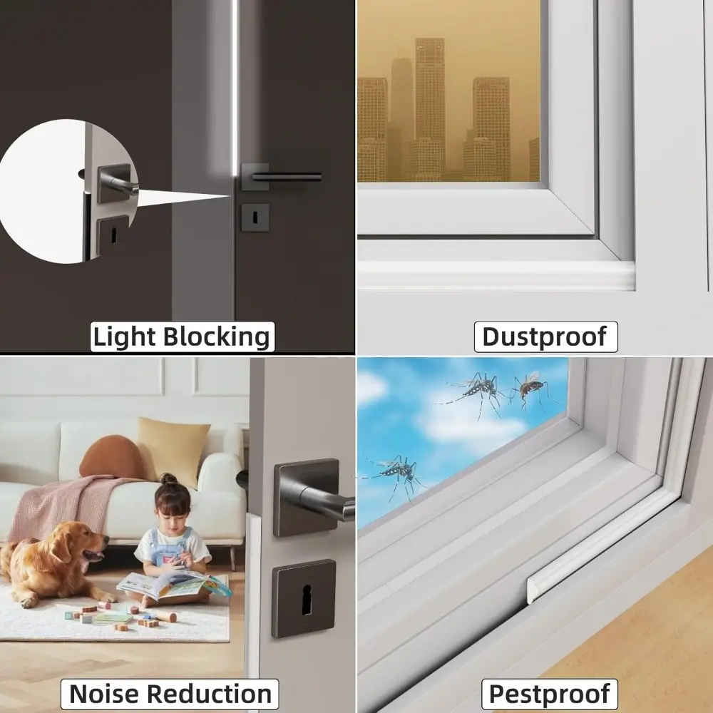 2M Window Seal Strip Foam Sound Insulation Door Bottom Windproof Strip Door Window Gap Insect Proof Acoustic Foam Filler Strip