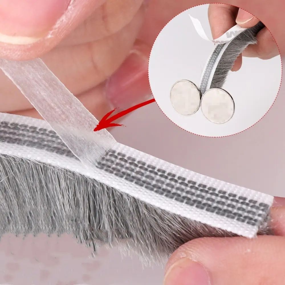 5M Weather Stripping Door Window Seal Strip Self-adhesive Sound Proof Wind Protection Sliding Door Window Seal Woolen Strips