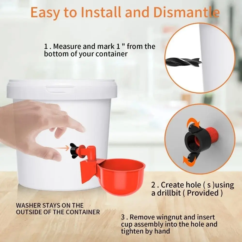6-36PCS Automatic Chicken Feeding and Drink Cup Plastic Automatic Water Outlet Installation Convenient for Poultry Water Feeder