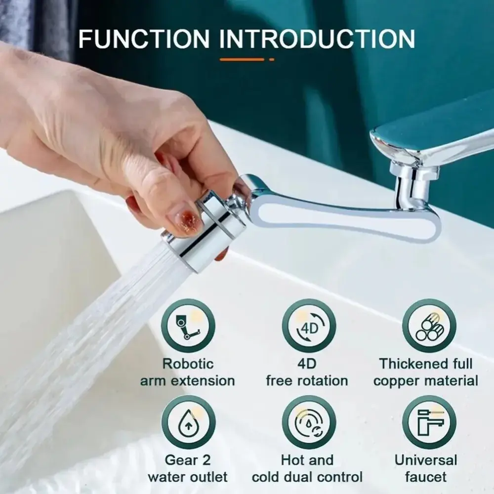 1080° Rotation Kitchen Faucet Extender 2 Modes Bathroom Tap Aerator Sprayer 22/24mm Universal Washbasin Faucet Extender Aerator