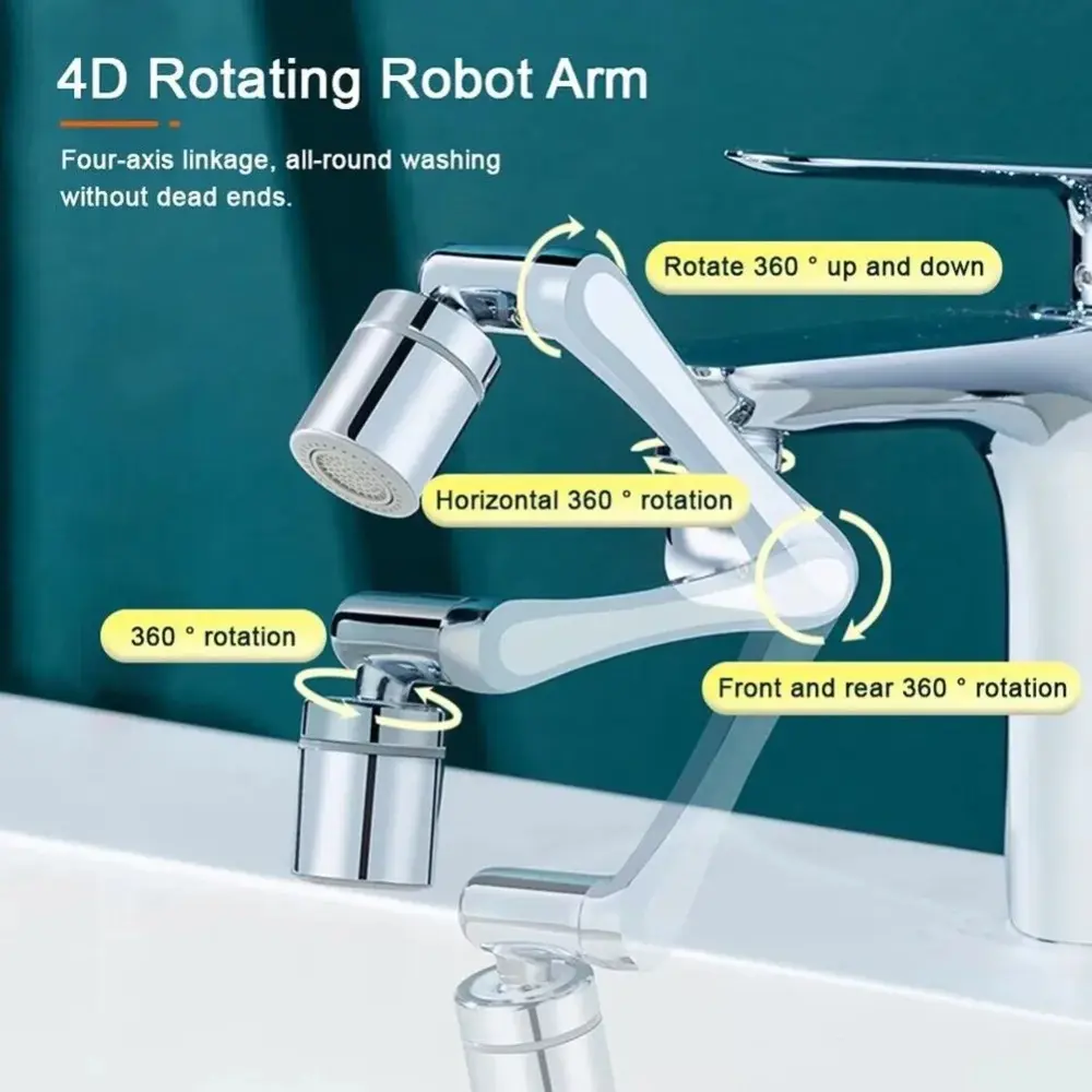 1080° Rotation Kitchen Faucet Extender 2 Modes Bathroom Tap Aerator Sprayer 22/24mm Universal Washbasin Faucet Extender Aerator