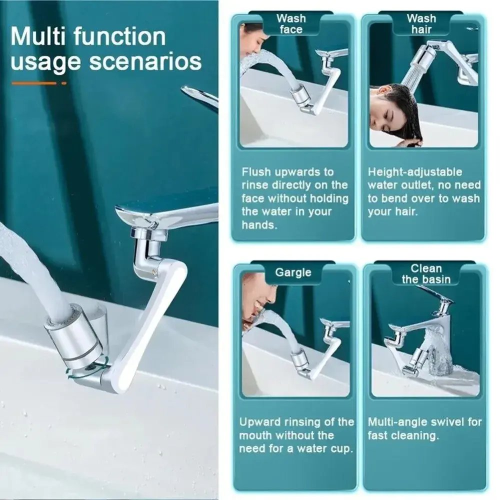 1080° Rotation Kitchen Faucet Extender 2 Modes Bathroom Tap Aerator Sprayer 22/24mm Universal Washbasin Faucet Extender Aerator