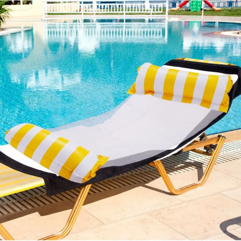 Swimming Pool Inflatable Float Hammock Foldable Summer Beach Leisure Striped Inflatable Lounge Chair Water Party Accessories