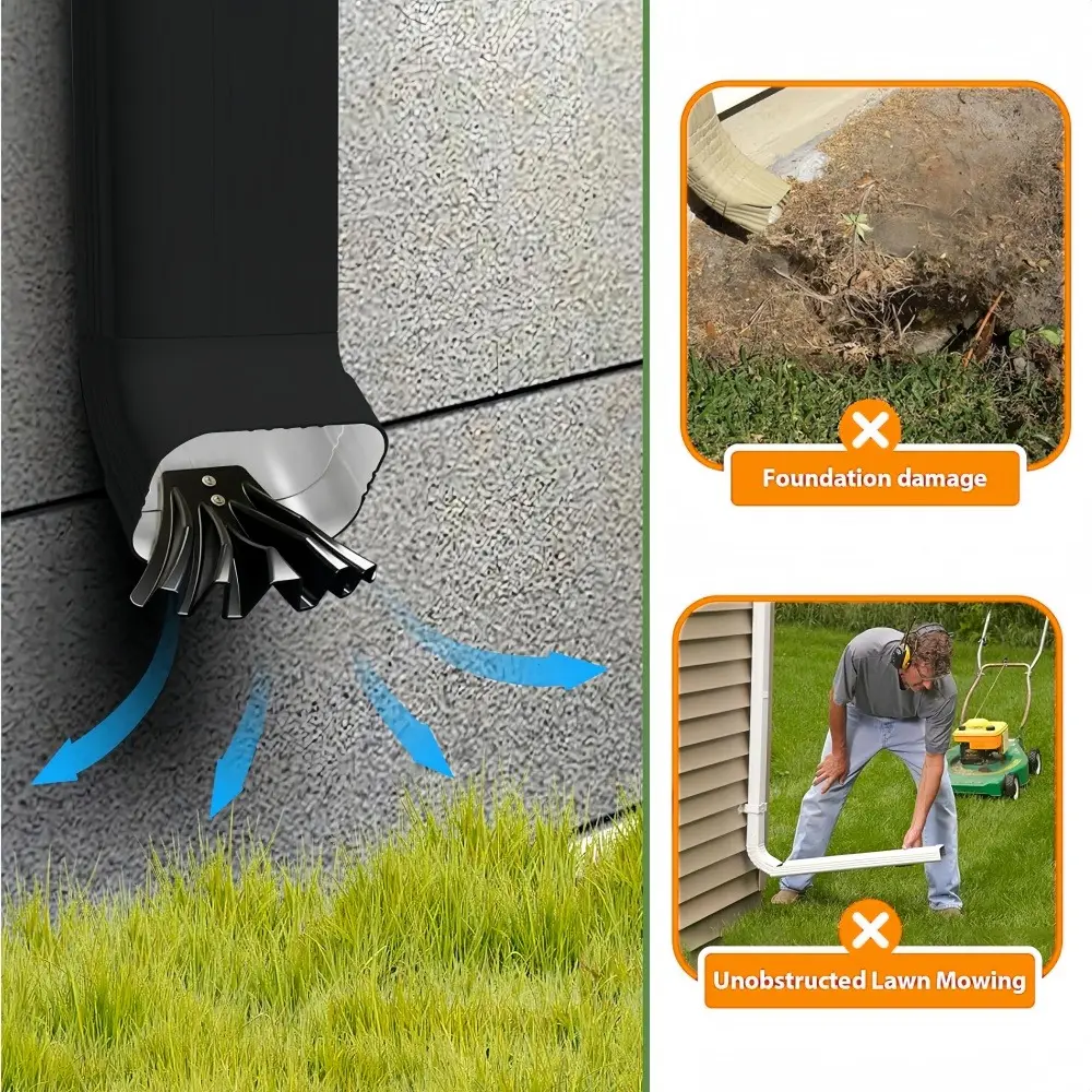 Gutter Downspout Diverters Rust Proof Gutter Downspout Extend Rainwater Dispersal Tool for House Lawn Farmhouse Backyard Yard
