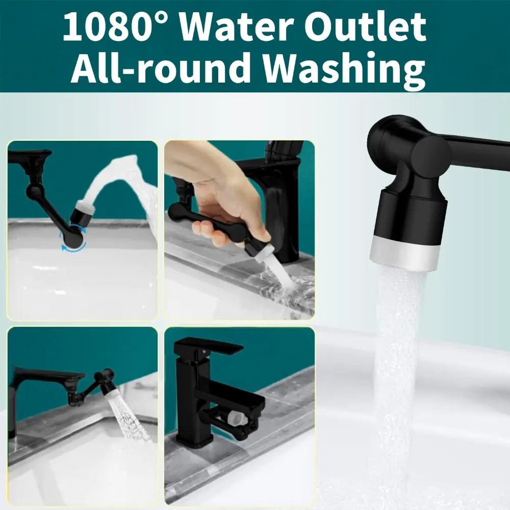1080° Rotation Kitchen Faucet Extender 2 Modes Bathroom Tap Aerator Sprayer 22/24mm Universal Washbasin Faucet Extender Aerator