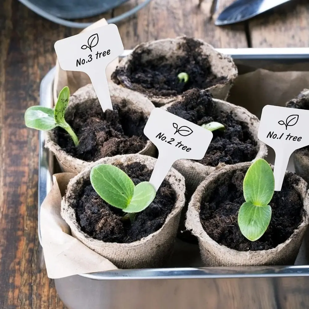 50-200PCS T-shaped Plant Labels PVC Waterproof Nursery Garden Plant Labels Reusable Wooden Stake Labels Potted Plant Markers