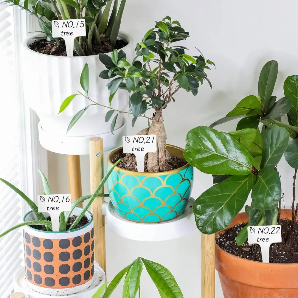50-200PCS T-shaped Plant Labels PVC Waterproof Nursery Garden Plant Labels Reusable Wooden Stake Labels Potted Plant Markers