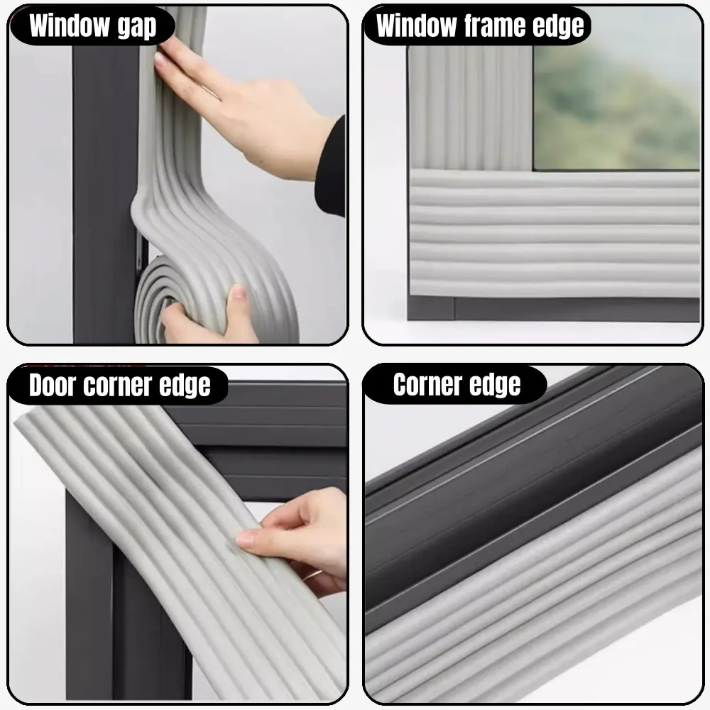 5Roll Acoustic Foam  Window Sealing Strip Self-adhesive for Door Window Windproof Tape Door Serl Gap Air Leakage Filling Strip