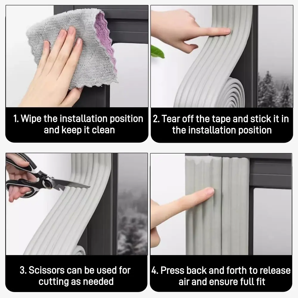 5Roll Acoustic Foam  Window Sealing Strip Self-adhesive for Door Window Windproof Tape Door Serl Gap Air Leakage Filling Strip