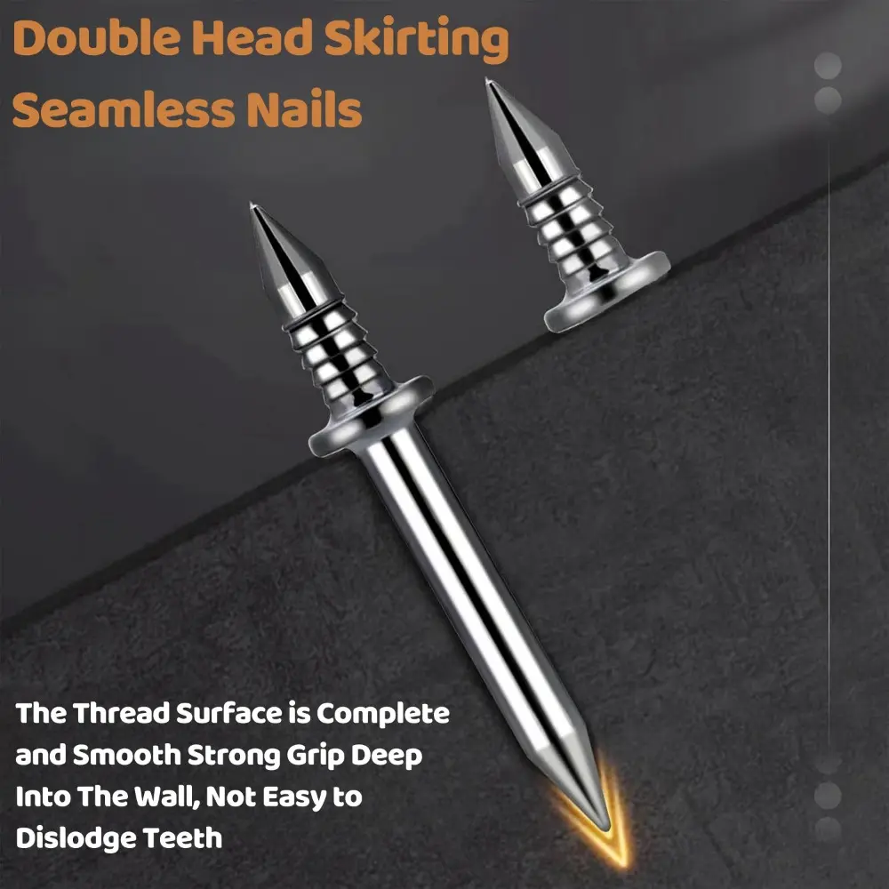 50/100PCS Double-Headed Skirting Thread Seamless Nail Metal Skirting Thread Non marking Nail Tape Special Sleeve Manual Tool