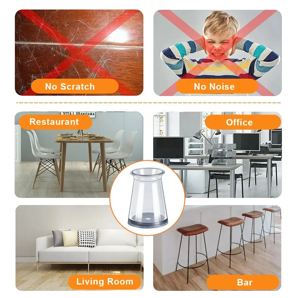 28PCS Table and Chair Foot Covers Silicone Silent Floor Protection Thickened Wear-resistant Elastic Table Chair Protection Cover