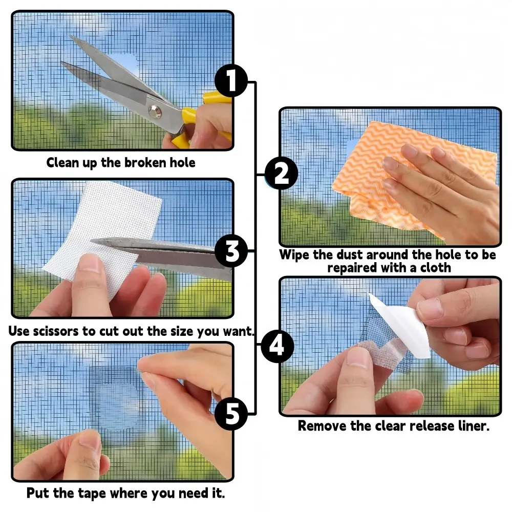 5x200cm Window Screen Repair Tape Window Screen Holes Repairing Tapes Self-adhesive Waterproof Window Anti-Insect Mosquito Mesh