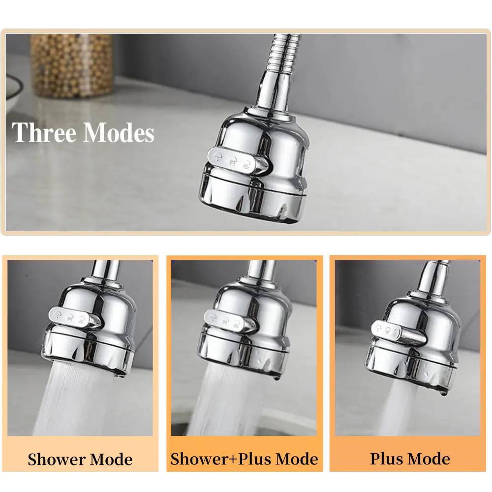 1PCS Kitchen Universal Faucet Booster Aerator 2/3 Mode 360 Degree Electroplating Extender Bathroom Kitchen Water-saving Faucet
