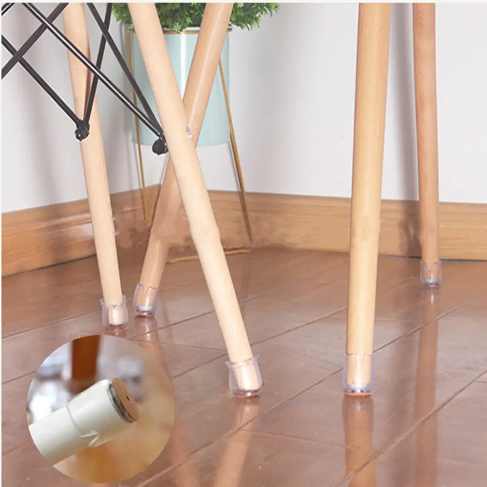 16pcs Silicon Chair Leg Cover Round with Felt Non-Slip Floor Protective Cover Sofa Chair Leg Furniture Legs Bottom Accessories