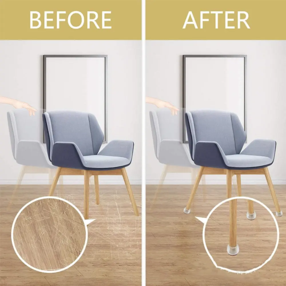 16pcs Silicon Chair Leg Cover Round with Felt Non-Slip Floor Protective Cover Sofa Chair Leg Furniture Legs Bottom Accessories