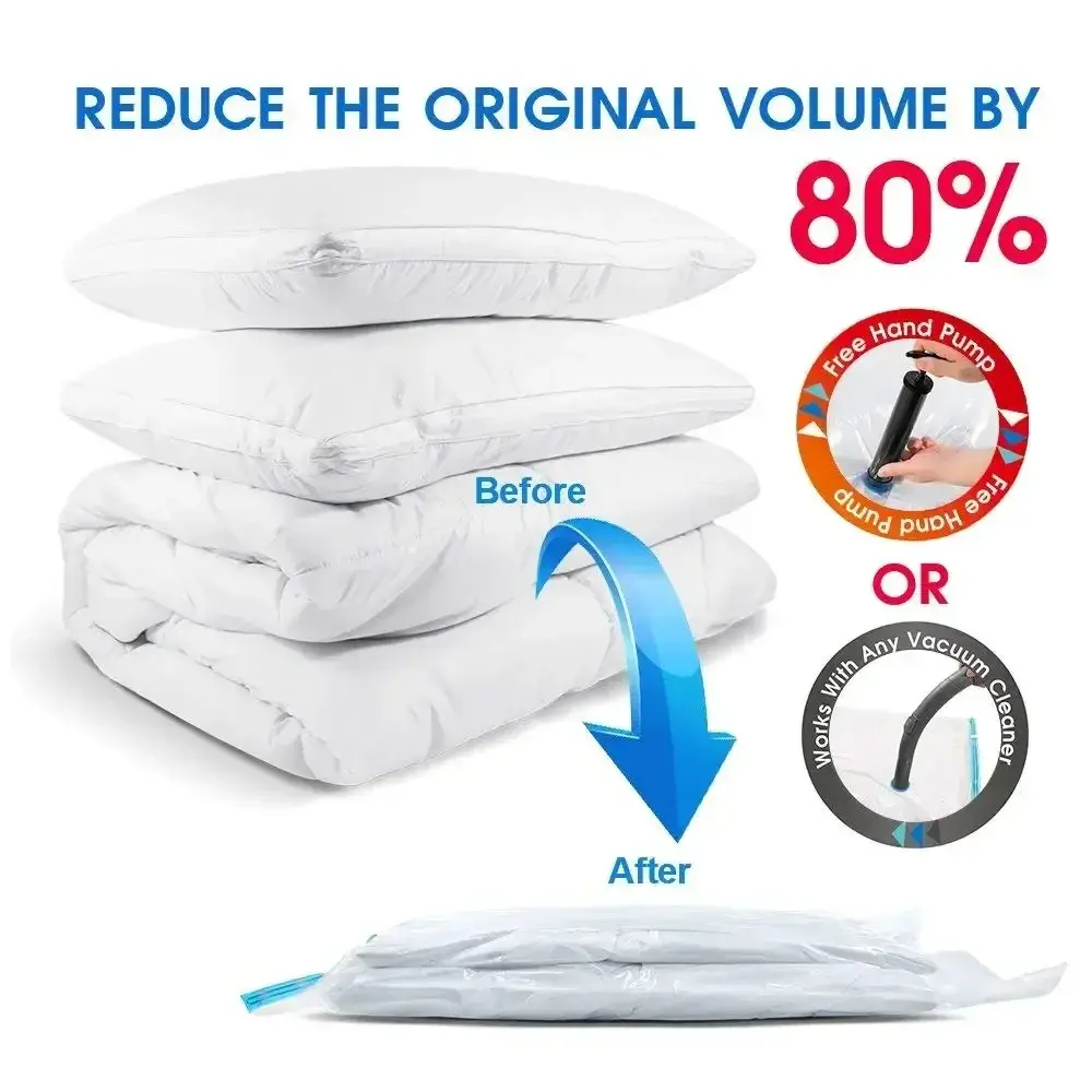 10-1PCS Vacuum Storage Bag Clothing Compression Vacuum Sealed Bag Space Saving Luggage Folding Storage Bag Travel Accessories