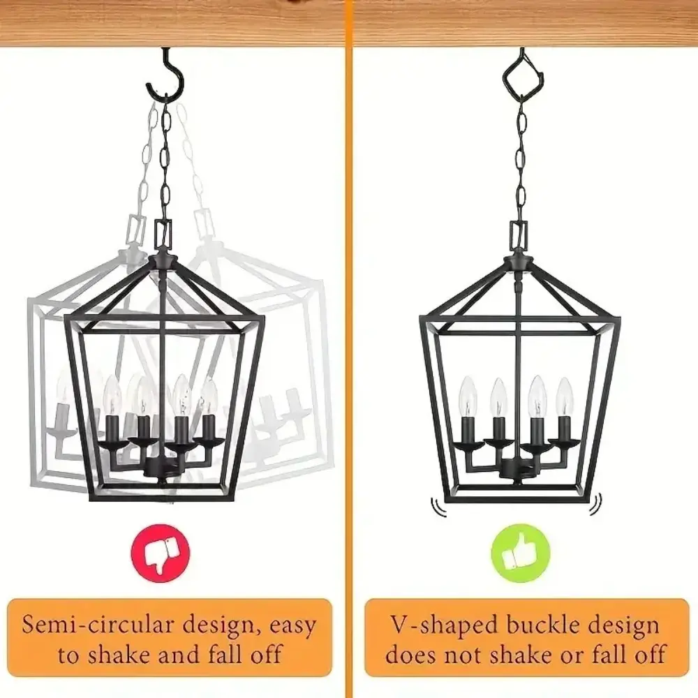 10PCS Square Snap Safety Hooks Screw Fixed Anti Fall Light Hanger Safety Hook  for Fixing String Lights Potted PlantsHanging