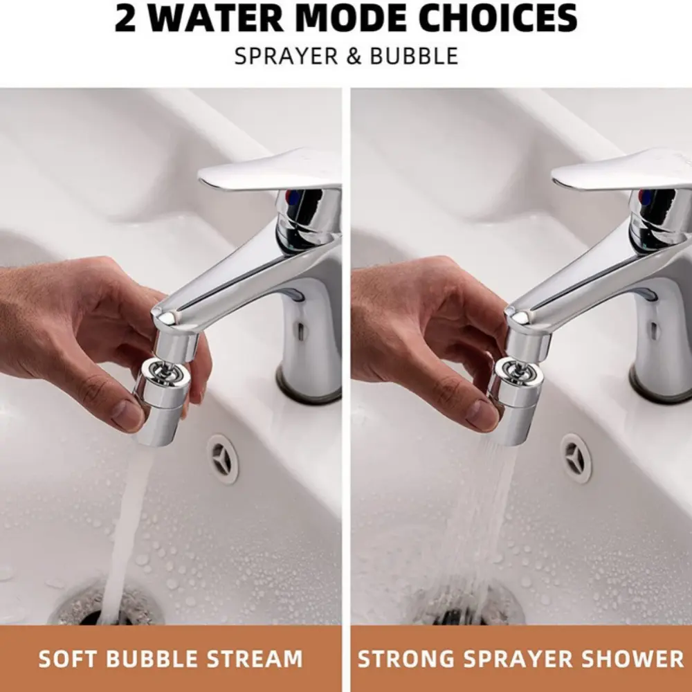 360°  Rotary Faucet Aerator 2 Mode Nozzle Bubbler Mixer Kitchen Sink Pressurized Splashback Bathroom Wash Basin Water Filter