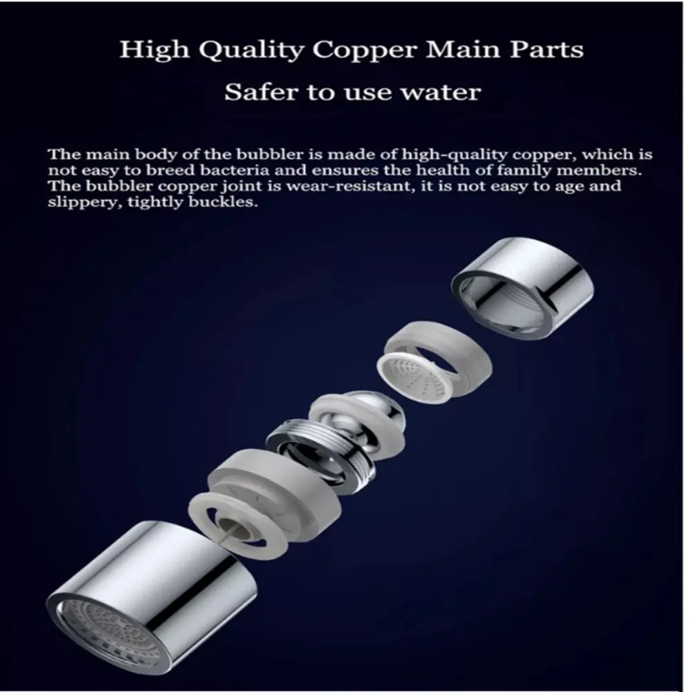 360°  Rotary Faucet Aerator 2 Mode Nozzle Bubbler Mixer Kitchen Sink Pressurized Splashback Bathroom Wash Basin Water Filter