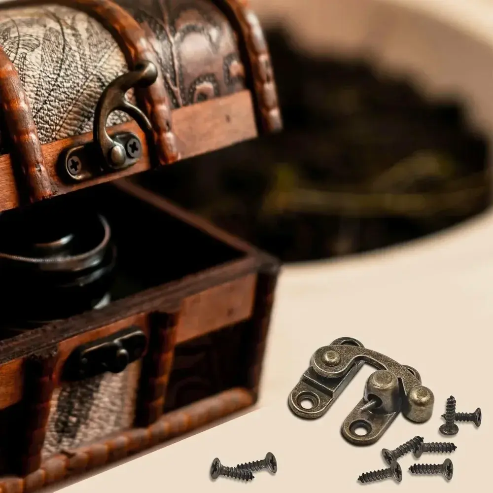 10PCS Retro Metal Toggle Latch Wooden Box Gift Box Hardware Decoration Lock Buckle Jewelry Box Hardware Hook Lock with Screws