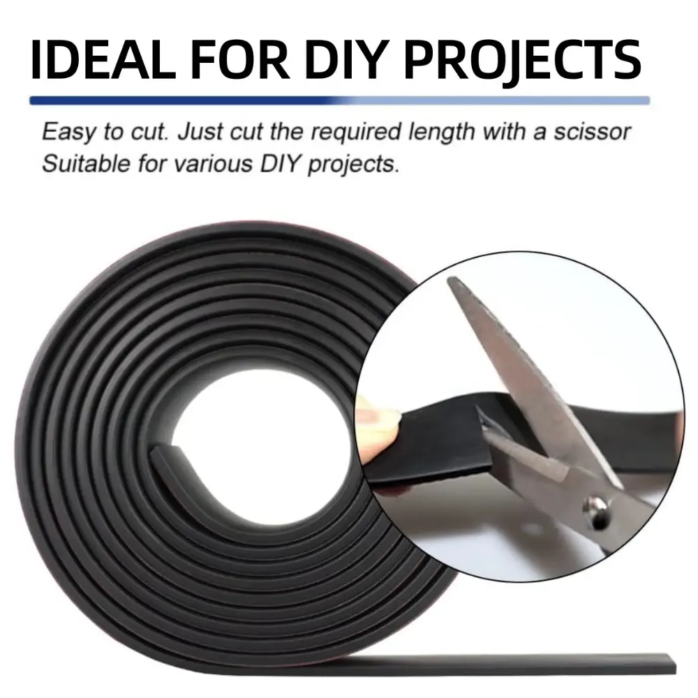 10mm Thickness Self Adhesive Black Rubber Strip High Temperature Resistant Furniture Fixing Anti-skid Shock-absorbing Gasket