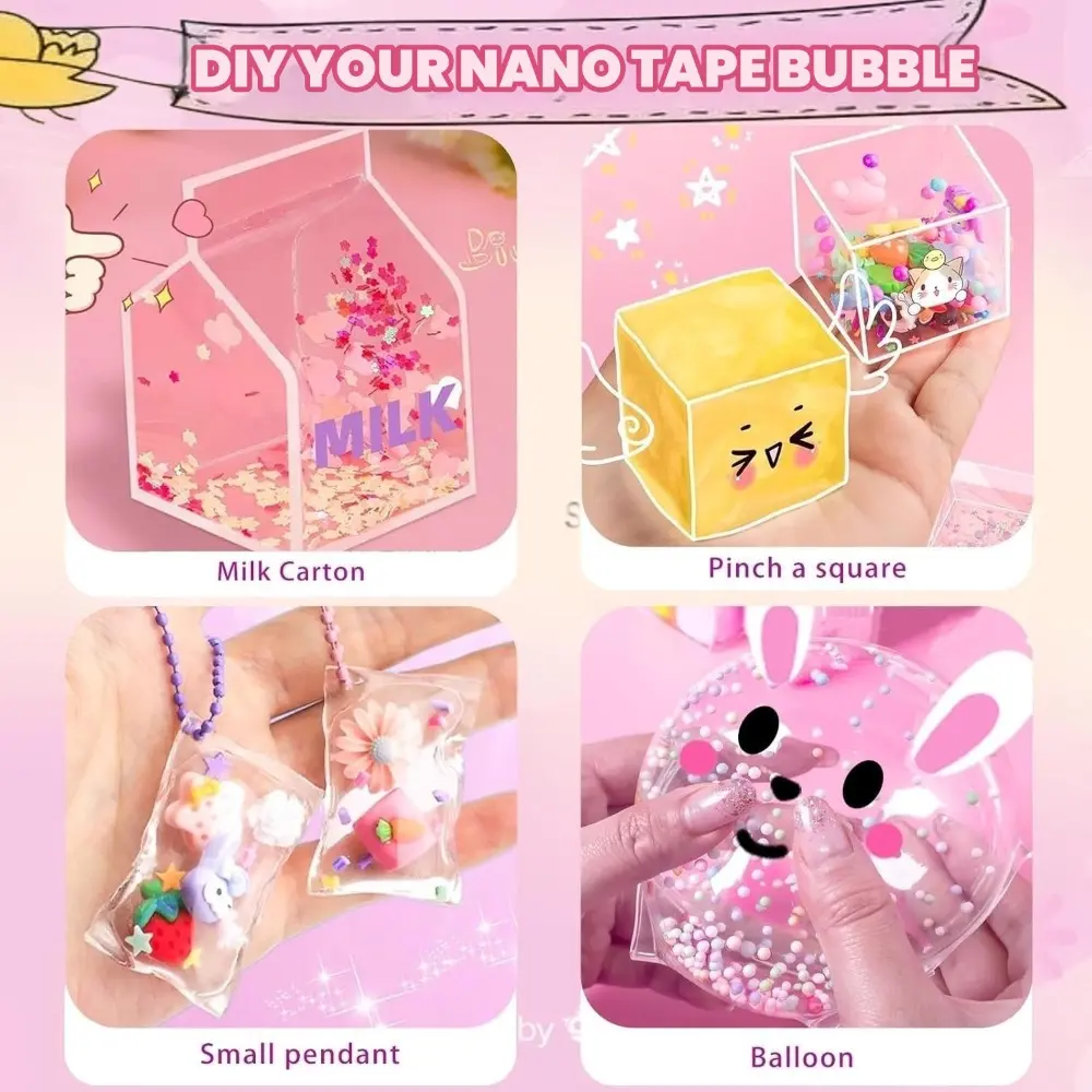 3Roll-1Roll DIY Blow Bubbles Nano Double Sided Tape Seamless Reduce Pressure Sequin Toy Tape Household Crafts Fixed Gel Sticker