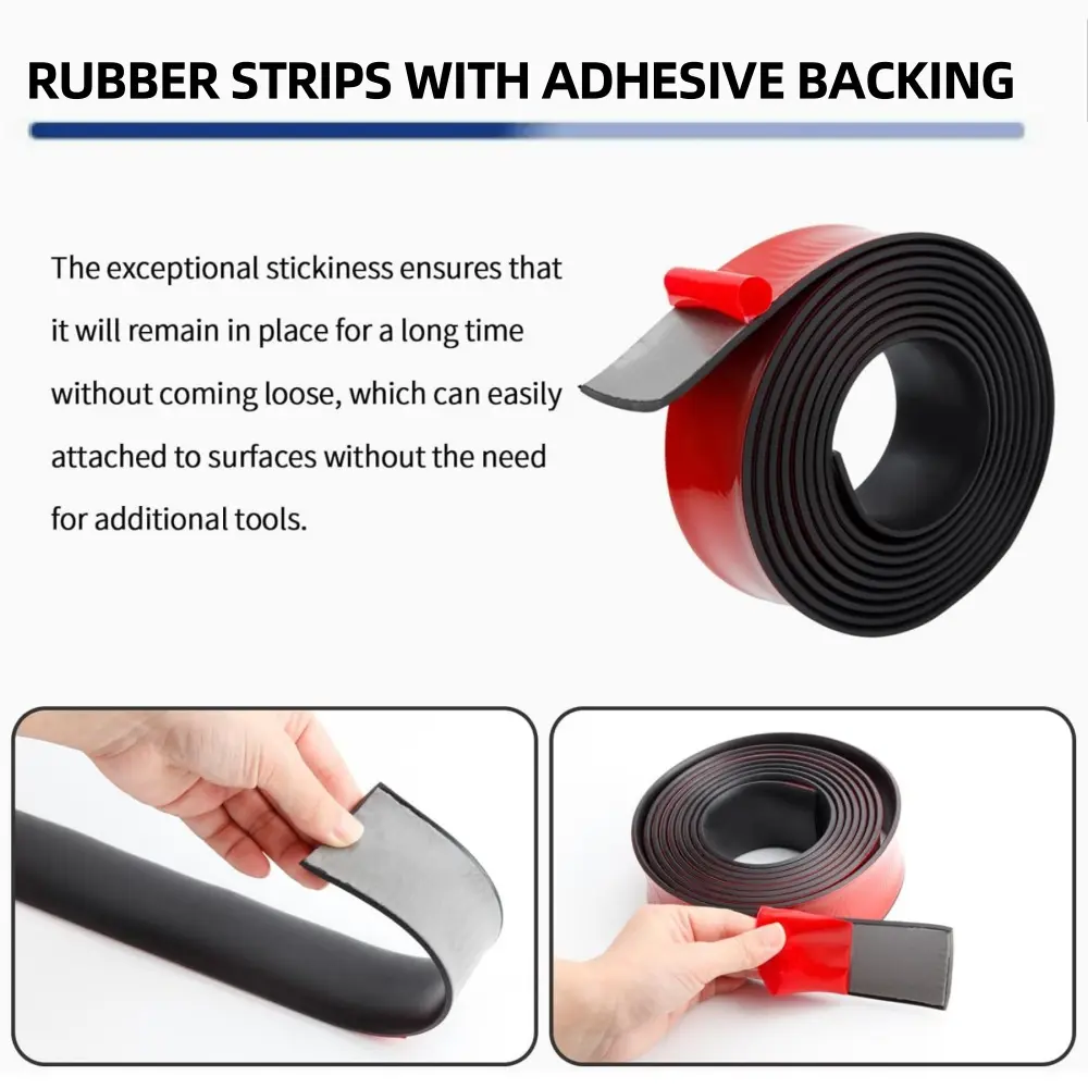 10mm Thickness Self Adhesive Black Rubber Strip High Temperature Resistant Furniture Fixing Anti-skid Shock-absorbing Gasket