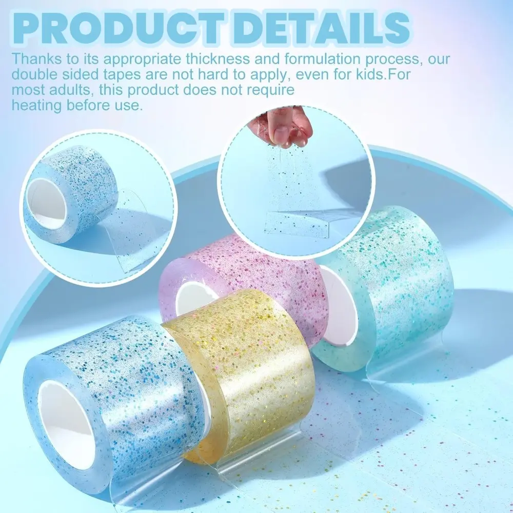 3Roll-1Roll DIY Blow Bubbles Nano Double Sided Tape Seamless Reduce Pressure Sequin Toy Tape Household Crafts Fixed Gel Sticker