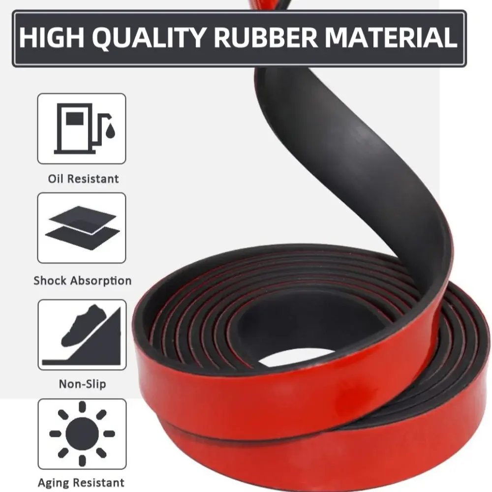 10mm Thickness Self Adhesive Black Rubber Strip High Temperature Resistant Furniture Fixing Anti-skid Shock-absorbing Gasket
