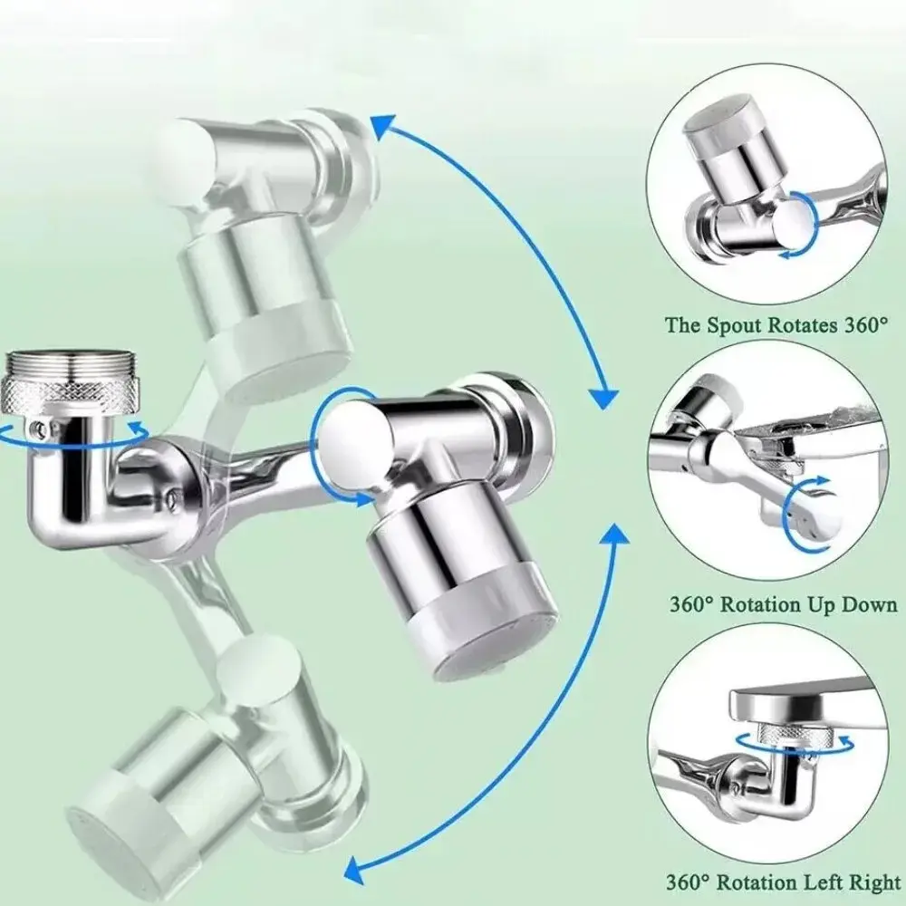 1080° Rotating Splash Filter Metal Faucet Extender Dual Mode Kitchen Faucet Bubbler Splash Nozzle Robotic Arm Kitchen accessory