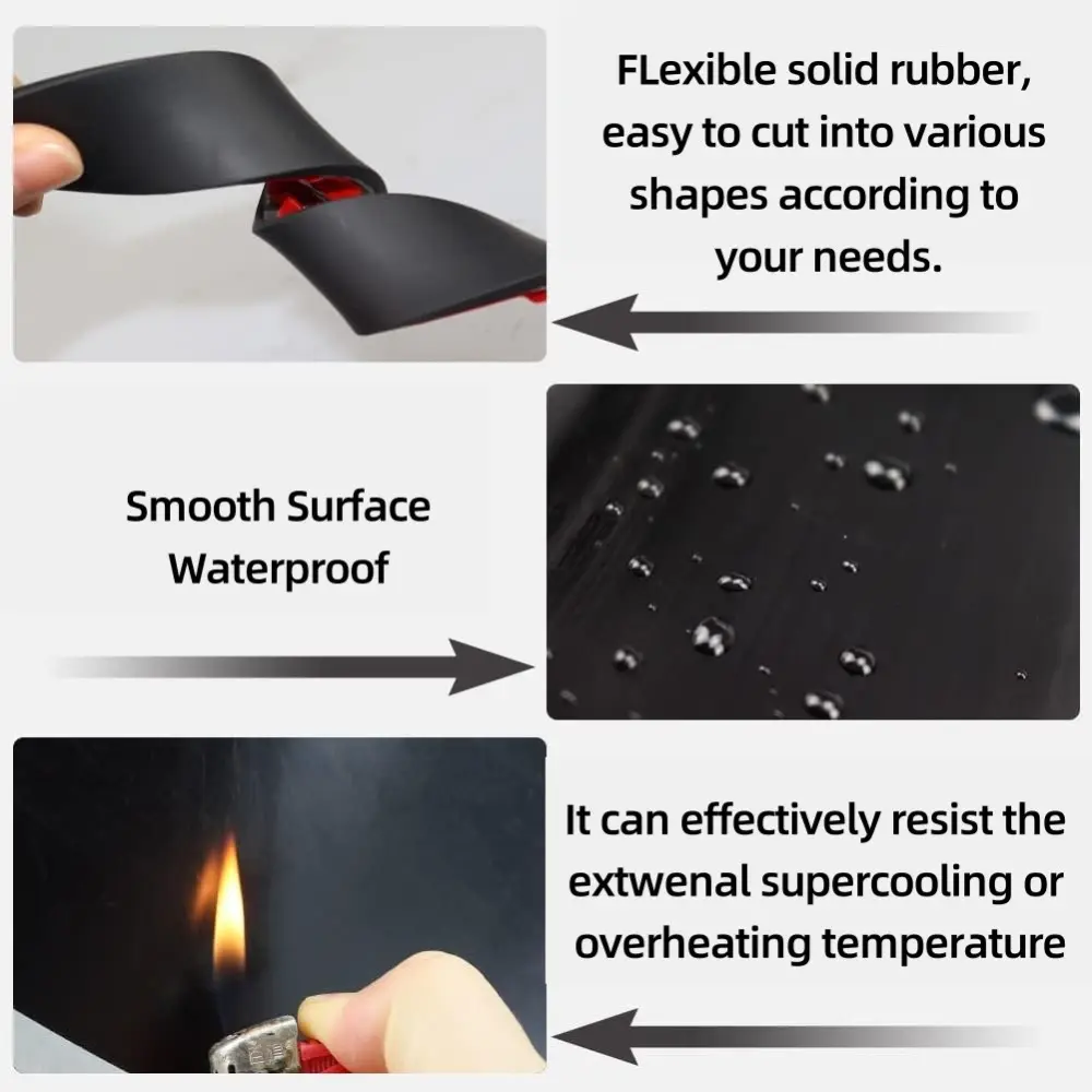 10mm Thickness Self Adhesive Black Rubber Strip High Temperature Resistant Furniture Fixing Anti-skid Shock-absorbing Gasket