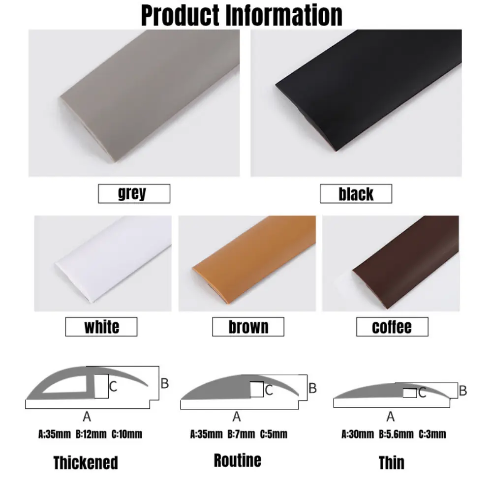 1M Self-adhesive Seam Strip Soft PVC Flooring Threshold Transition Sealing Strips Floor Threshold Anti-collision Seam Edge Trim