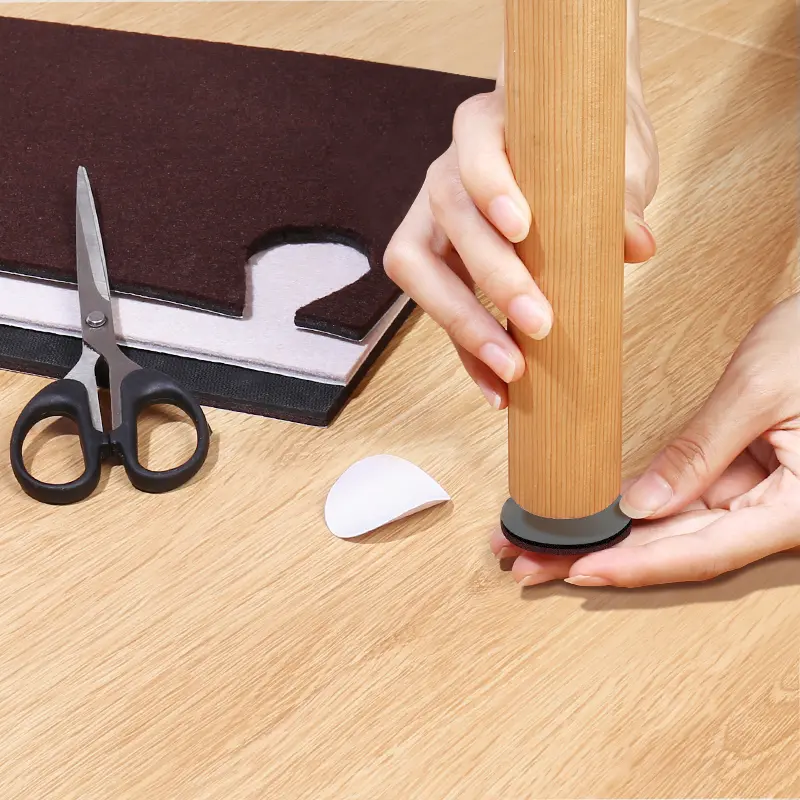 Self Adhesive Square Furniture Felt Pads for Chair Legs Caps Cover Anti Scratch Wood Hardwood Floor Feet Protector Beige Brown