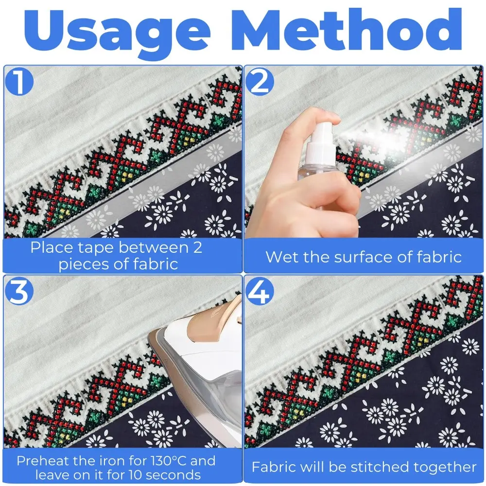 64M Self Adhesive Pants Hem Tape Iron DIY Jean Clothes Length Shorten for Hats Clothes Hot Melt Double-Sided Tape Sewing Tool