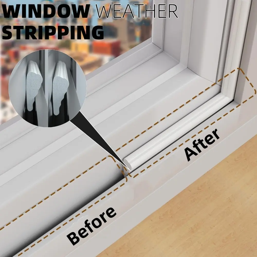 10M/6M Window Sealing Strip Self-adhesive Acoustic Foam Sealing Strip Sound Insulation Door Seam Light Blocking Sealing Strip
