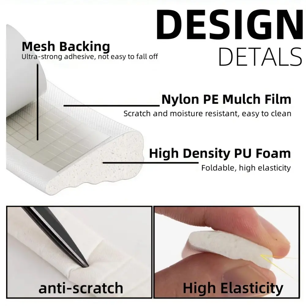 10M/6M Window Sealing Strip Self-adhesive Acoustic Foam Sealing Strip Sound Insulation Door Seam Light Blocking Sealing Strip