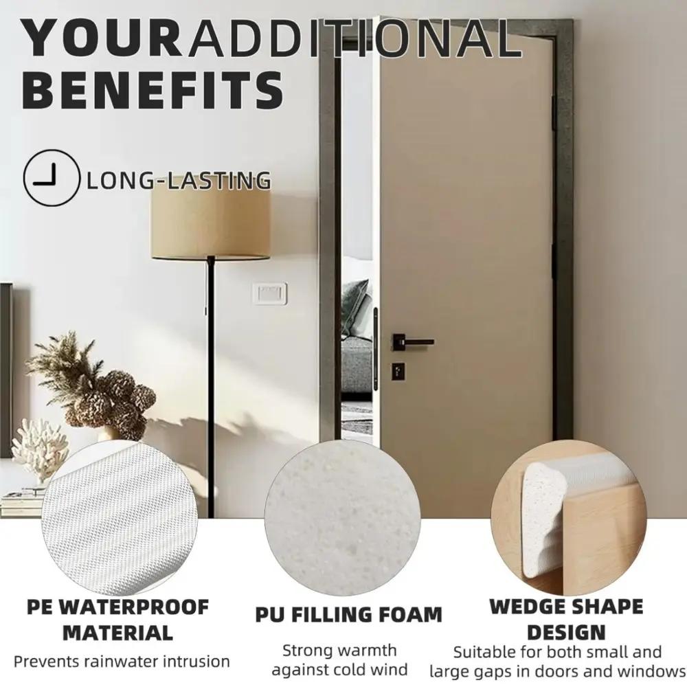 10M/6M Window Sealing Strip Self-adhesive Acoustic Foam Sealing Strip Sound Insulation Door Seam Light Blocking Sealing Strip