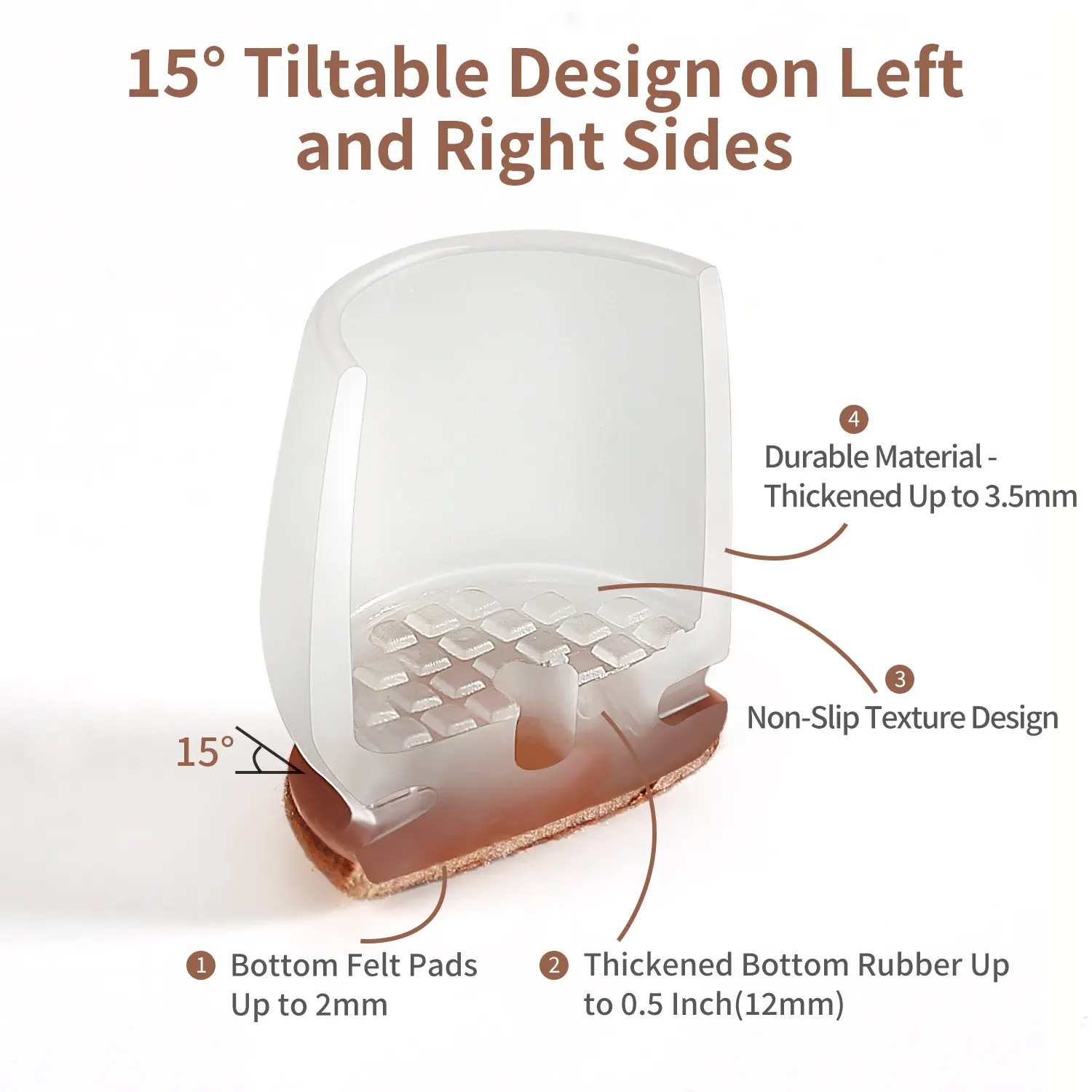 16PCS Transparent Chair Leg Floor Protector Non Slip Silicone Furniture Feet Cover with Wrapped Felt Bottom for Hardwood Floor