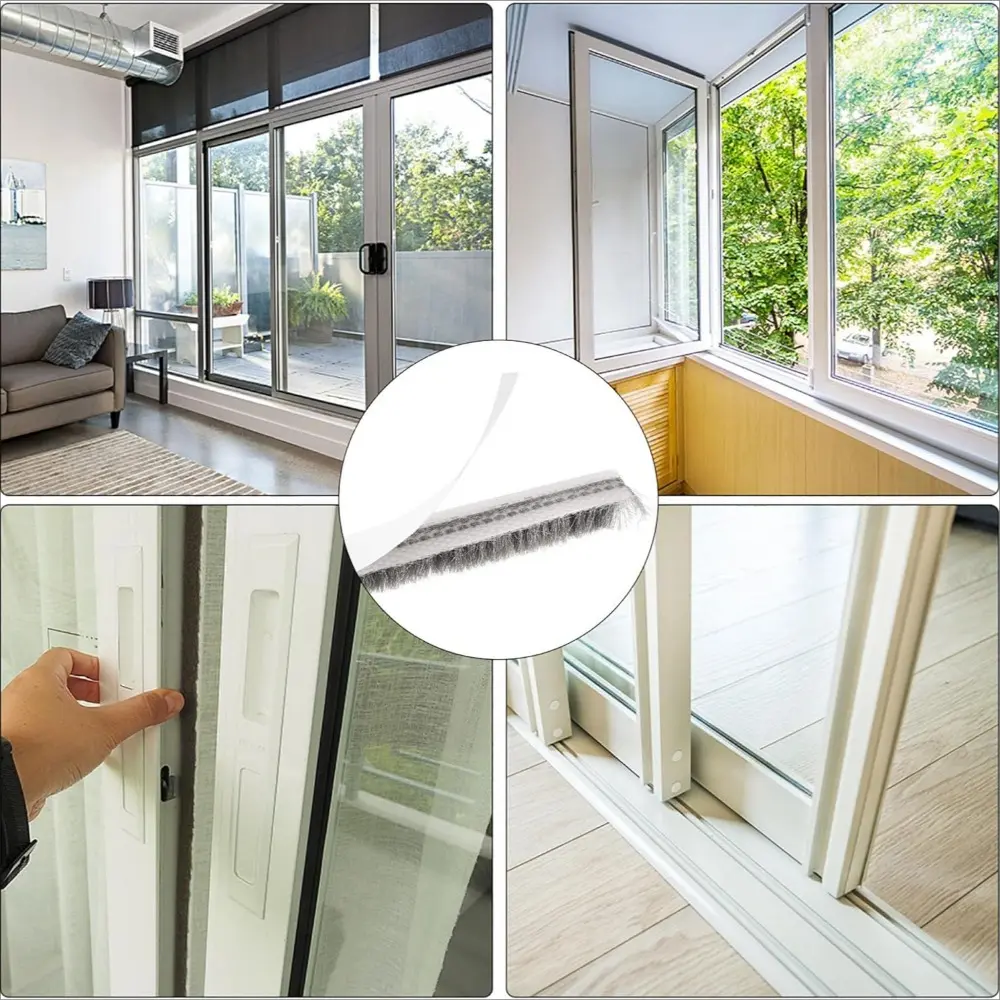 5/10m door and window gap sealing plush strip self-adhesive sound insulation windproof dustproof rainproof plush sealing strip