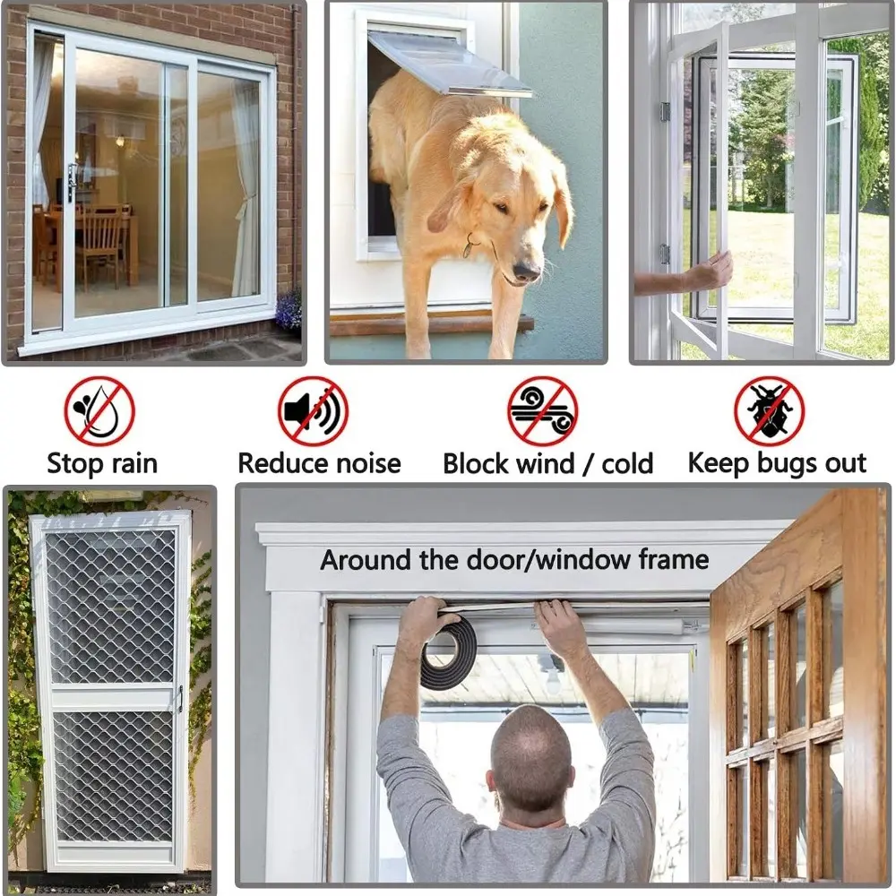 5/10m door and window gap sealing plush strip self-adhesive sound insulation windproof dustproof rainproof plush sealing strip