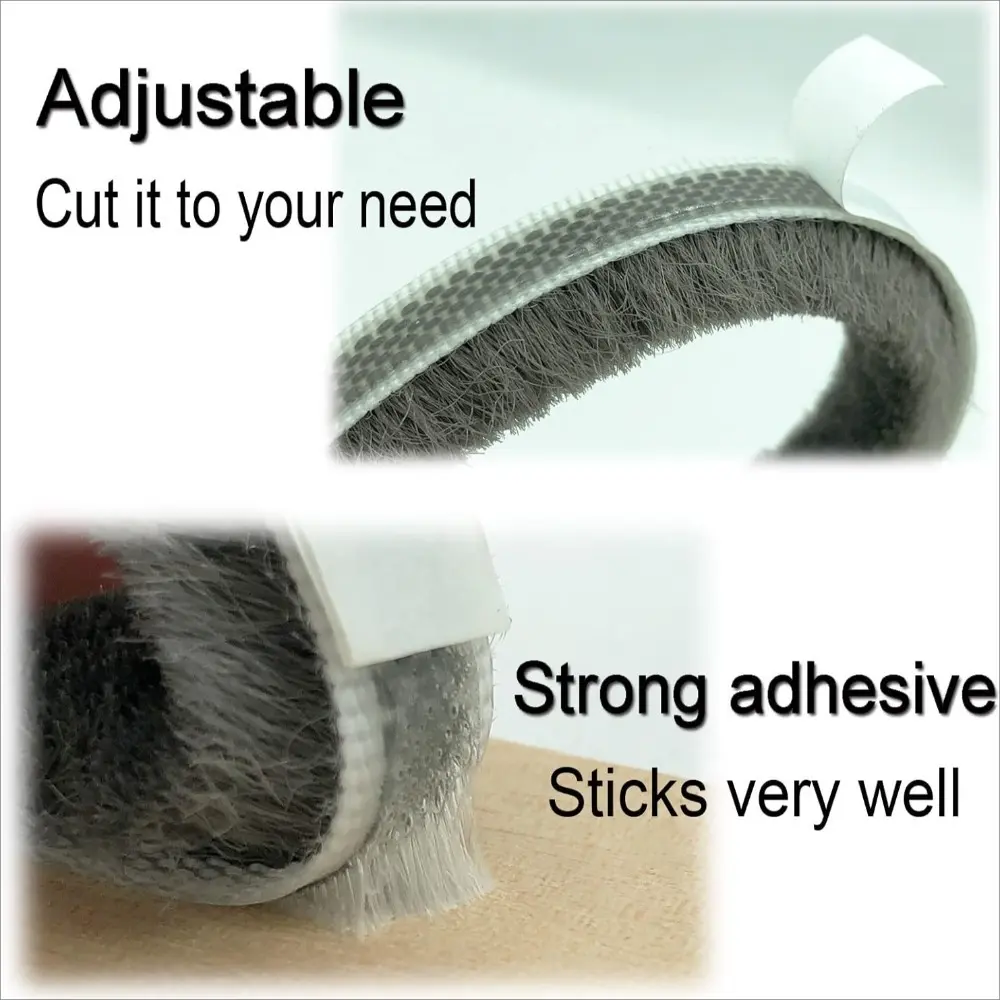 5/10m door and window gap sealing plush strip self-adhesive sound insulation windproof dustproof rainproof plush sealing strip