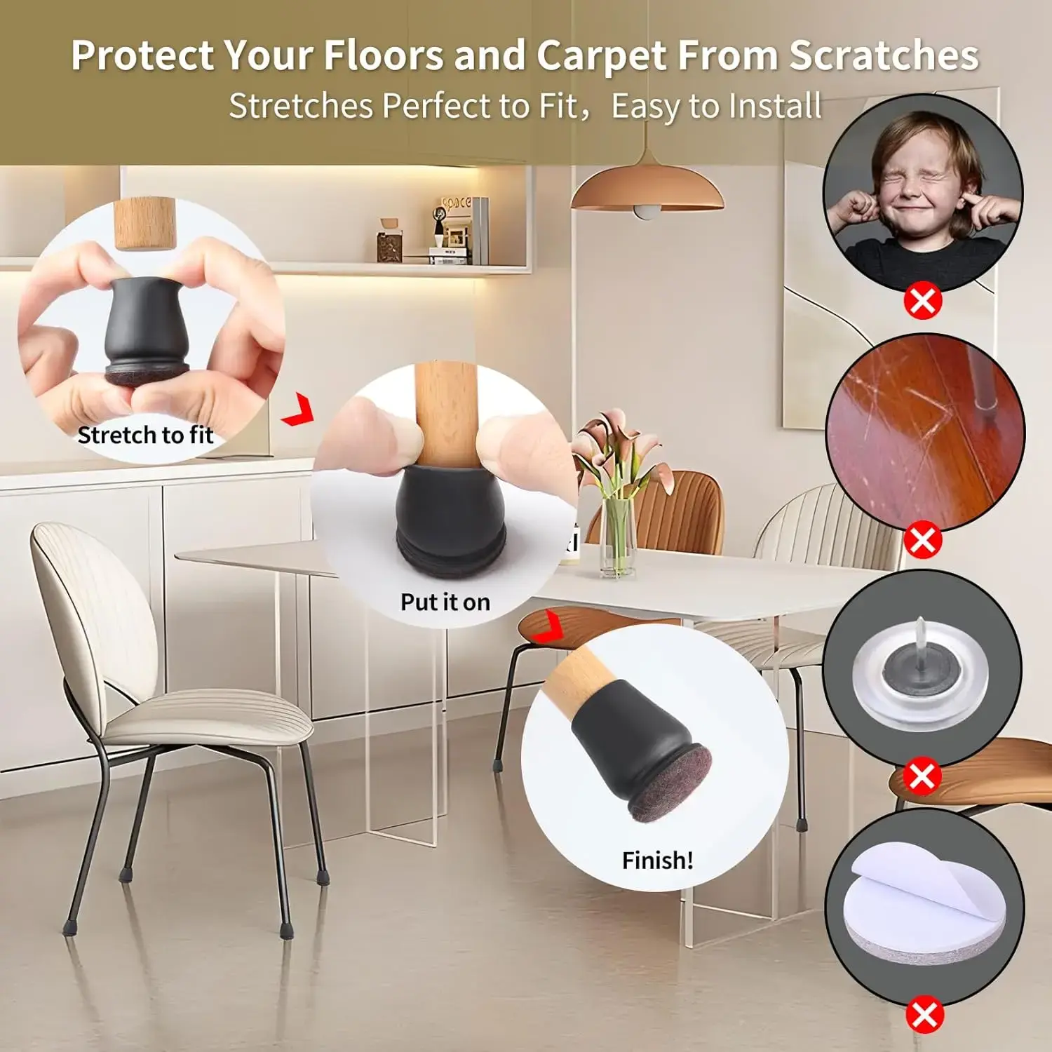 16PCS Chair Foot Cover Rubber Feet Floor Protectors 15° Slanted Foot for Silicone Furniture Legs Cover Pads Anti-slip Silent