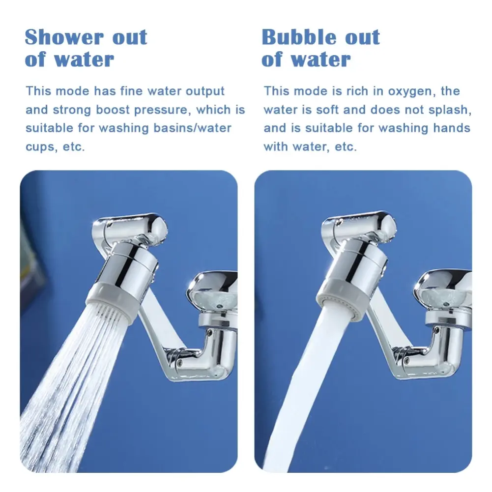 Metal Steel Faucet Extender Aerator Bubbler Nozzle Black 1080° Universal Rotation Water Faucet Sprayer Head for Kitchen Tap